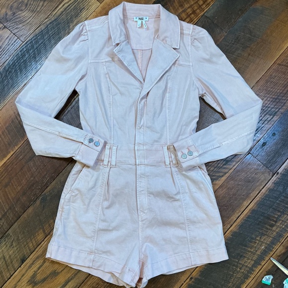 PAIGE “Meg” Romper in Vintage Pink Valentine Size 6 | Long Sleeve  Utility - Picture 6 of 10